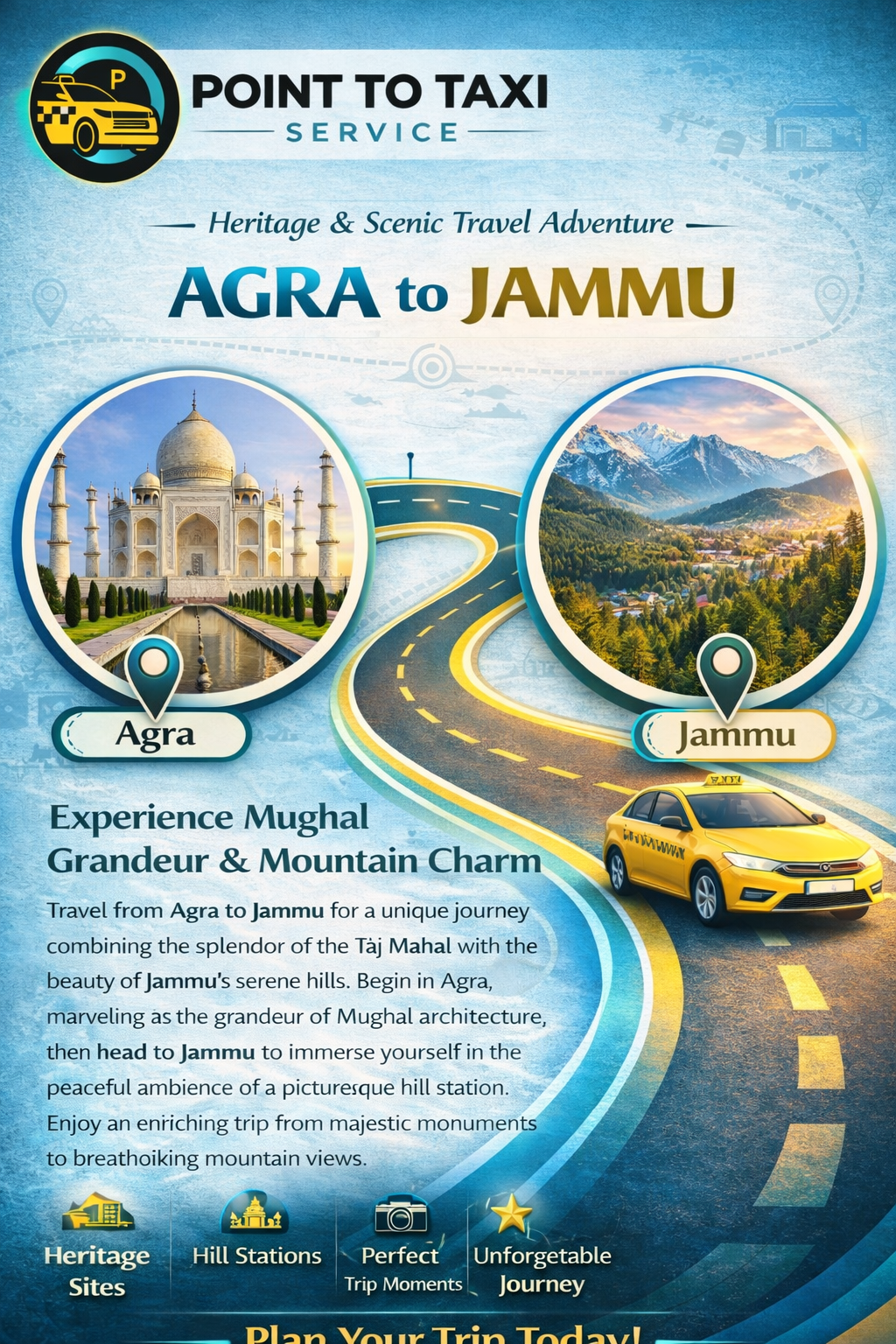 Agra to Jammu Taxi Service